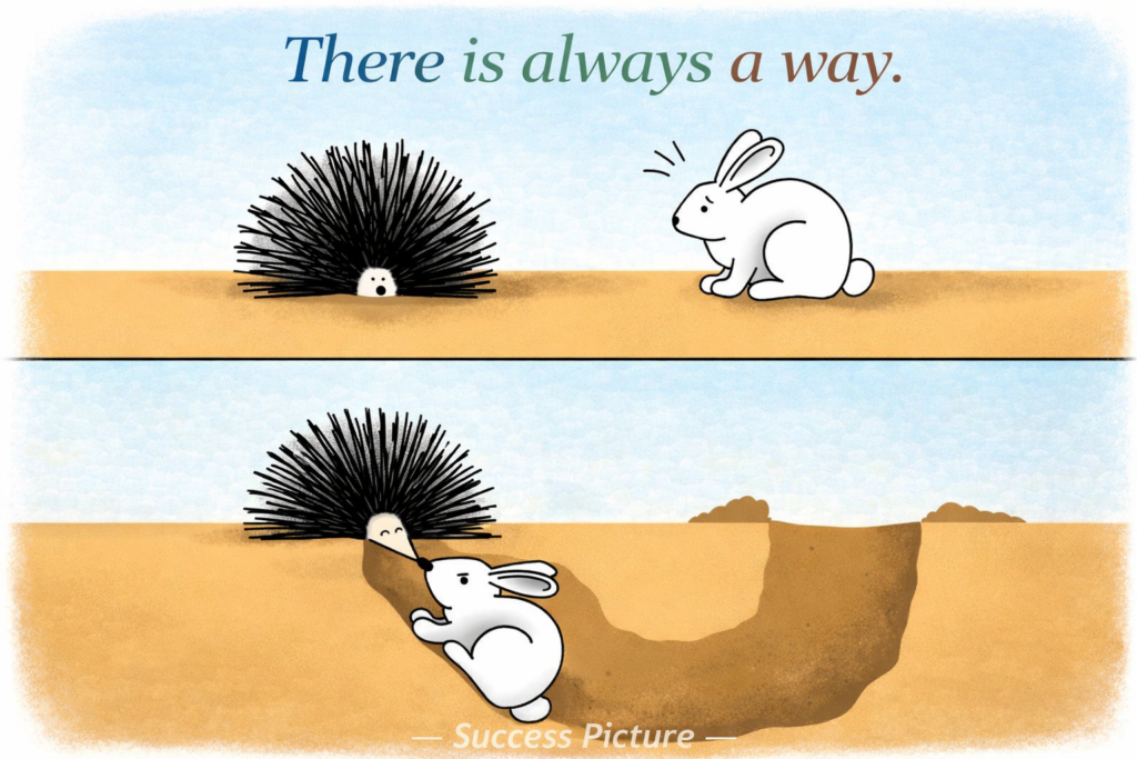 Illustration of a clever solution to overcome an obstacle, representing problem-solving mindset and finding a way in difficult situations