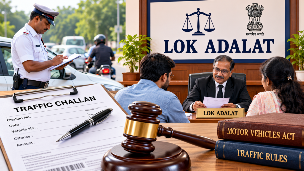 Lok Adalat traffic challan rules explaining eligible and excluded traffic fines in India